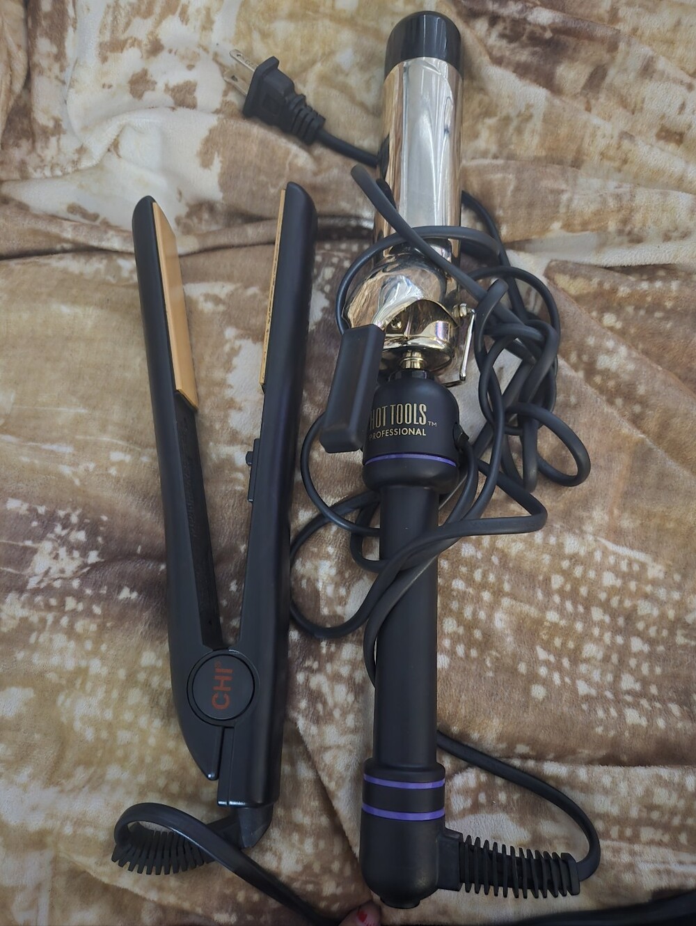CHI Black Hair Straightener & Hot Tools Curling Iron Set - Black & Gold
